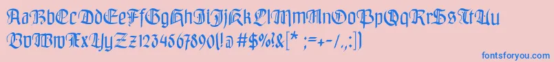 Bayreuthfraktur-Schriftart – Blaue Schriften auf rosa Hintergrund