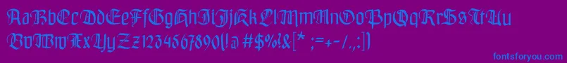 Bayreuthfraktur-Schriftart – Blaue Schriften auf violettem Hintergrund