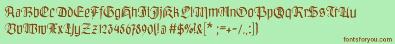 Bayreuthfraktur-Schriftart – Braune Schriften auf grünem Hintergrund