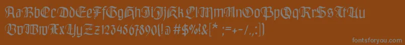 Bayreuthfraktur-Schriftart – Graue Schriften auf braunem Hintergrund