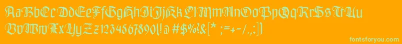 Bayreuthfraktur-Schriftart – Grüne Schriften auf orangefarbenem Hintergrund