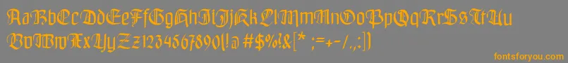 フォントBayreuthfraktur – オレンジの文字は灰色の背景にあります。