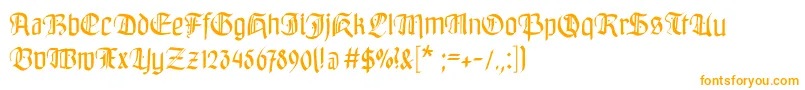 Bayreuthfraktur-Schriftart – Orangefarbene Schriften auf weißem Hintergrund