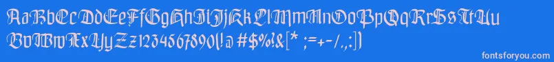 Bayreuthfraktur-Schriftart – Rosa Schriften auf blauem Hintergrund