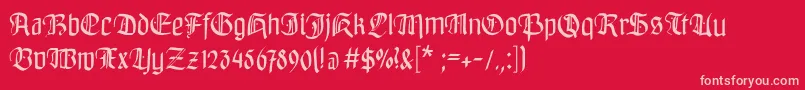 フォントBayreuthfraktur – 赤い背景にピンクのフォント