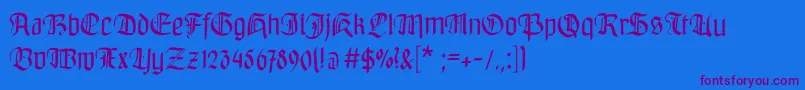 Bayreuthfraktur-Schriftart – Violette Schriften auf blauem Hintergrund