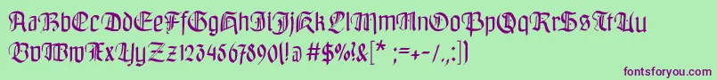 Bayreuthfraktur-Schriftart – Violette Schriften auf grünem Hintergrund