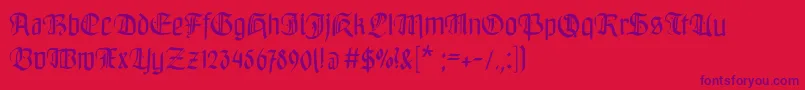 Bayreuthfraktur-Schriftart – Violette Schriften auf rotem Hintergrund