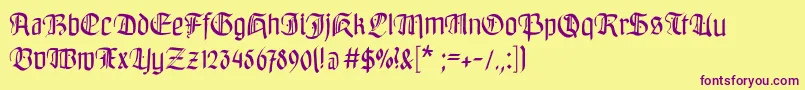 Bayreuthfraktur Font – Purple Fonts on Yellow Background