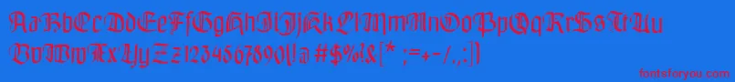 Bayreuthfraktur Font – Red Fonts on Blue Background