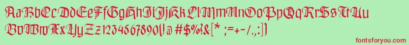 Bayreuthfraktur-Schriftart – Rote Schriften auf grünem Hintergrund