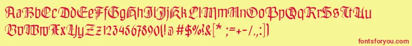 Bayreuthfraktur-Schriftart – Rote Schriften auf gelbem Hintergrund