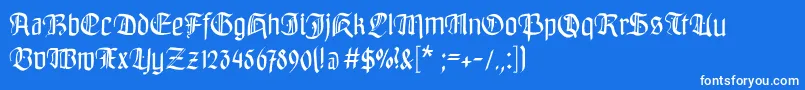 フォントBayreuthfraktur – 青い背景に白い文字