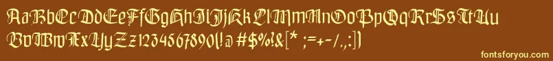 Bayreuthfraktur-Schriftart – Gelbe Schriften auf braunem Hintergrund