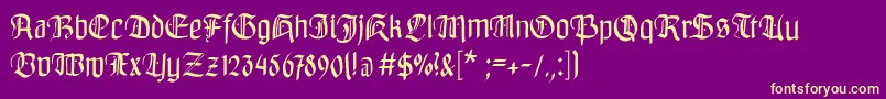 Bayreuthfraktur-Schriftart – Gelbe Schriften auf violettem Hintergrund