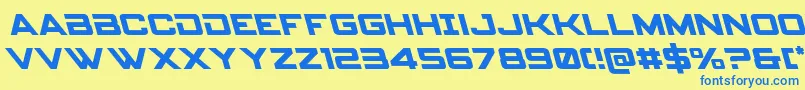 Czcionka Spyagencyv3left – niebieskie czcionki na żółtym tle