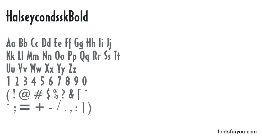 Schriftart HalseycondsskBold – Alphabet, Zahlen, spezielle Symbole