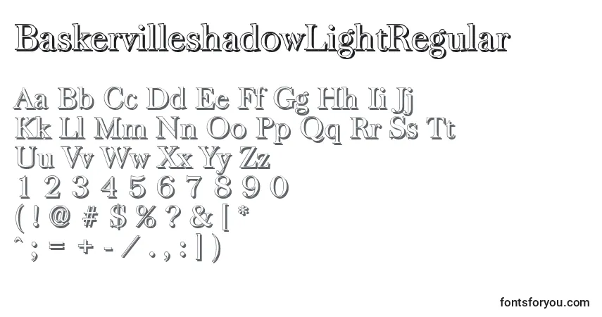 Шрифт BaskervilleshadowLightRegular – алфавит, цифры, специальные символы