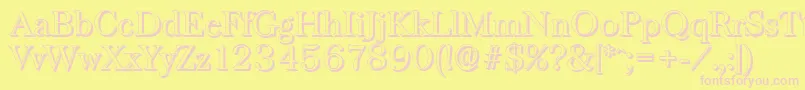 BaskervilleshadowLightRegular-Schriftart – Rosa Schriften auf gelbem Hintergrund
