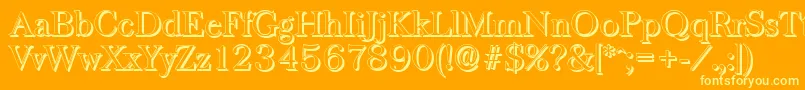 BaskervilleshadowLightRegular-Schriftart – Gelbe Schriften auf orangefarbenem Hintergrund