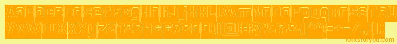 BrotherHollowInverse-Schriftart – Orangefarbene Schriften auf gelbem Hintergrund