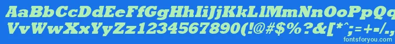 RockneyExtraboldItalic Font – Green Fonts on Blue Background