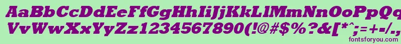 RockneyExtraboldItalic Font – Purple Fonts on Green Background