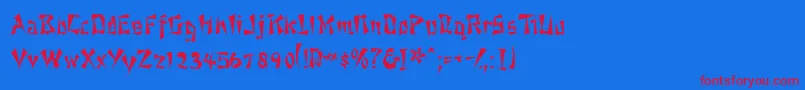 Ahsoossk-Schriftart – Rote Schriften auf blauem Hintergrund