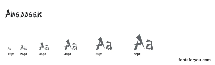Размеры шрифта Ahsoossk