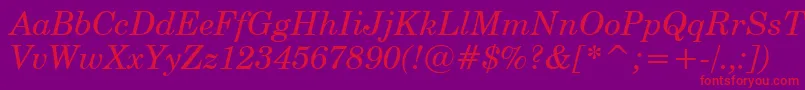 CenturySchoolbookItalicBt Font – Red Fonts on Purple Background