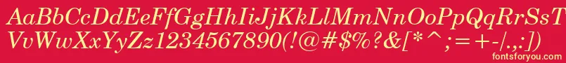 CenturySchoolbookItalicBt Font – Yellow Fonts on Red Background