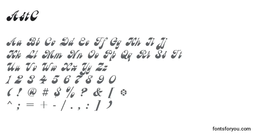 Czcionka AstC – alfabet, cyfry, specjalne znaki