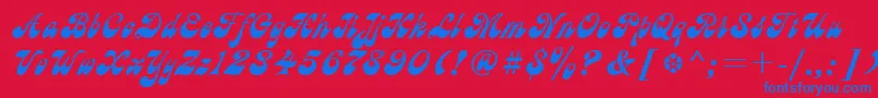 AstC-Schriftart – Blaue Schriften auf rotem Hintergrund