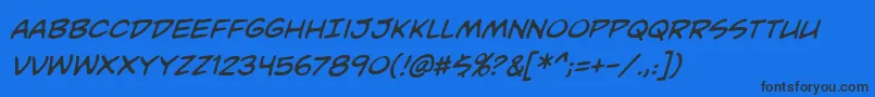 UnmaskedBbItalic Font – Black Fonts on Blue Background