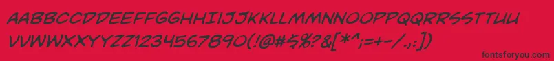 UnmaskedBbItalic Font – Black Fonts on Red Background