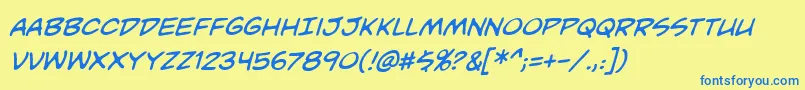 UnmaskedBbItalic Font – Blue Fonts on Yellow Background