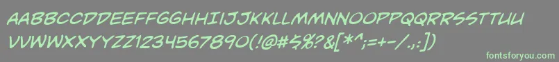 UnmaskedBbItalic Font – Green Fonts on Gray Background
