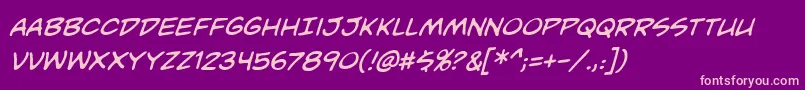 UnmaskedBbItalic Font – Pink Fonts on Purple Background