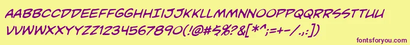 UnmaskedBbItalic Font – Purple Fonts on Yellow Background