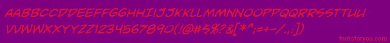 UnmaskedBbItalic Font – Red Fonts on Purple Background