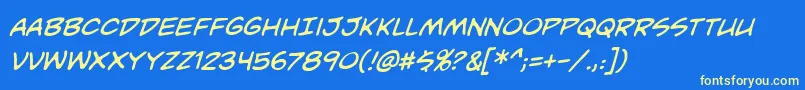 UnmaskedBbItalic Font – Yellow Fonts on Blue Background