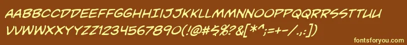 UnmaskedBbItalic Font – Yellow Fonts on Brown Background