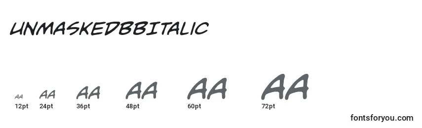 UnmaskedBbItalic Font Sizes