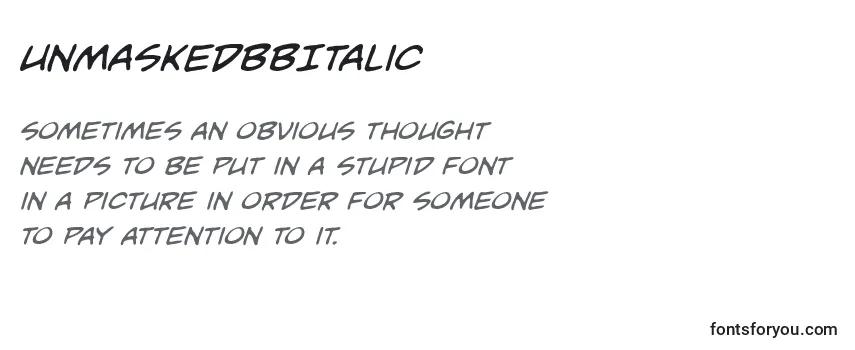 Review of the UnmaskedBbItalic Font