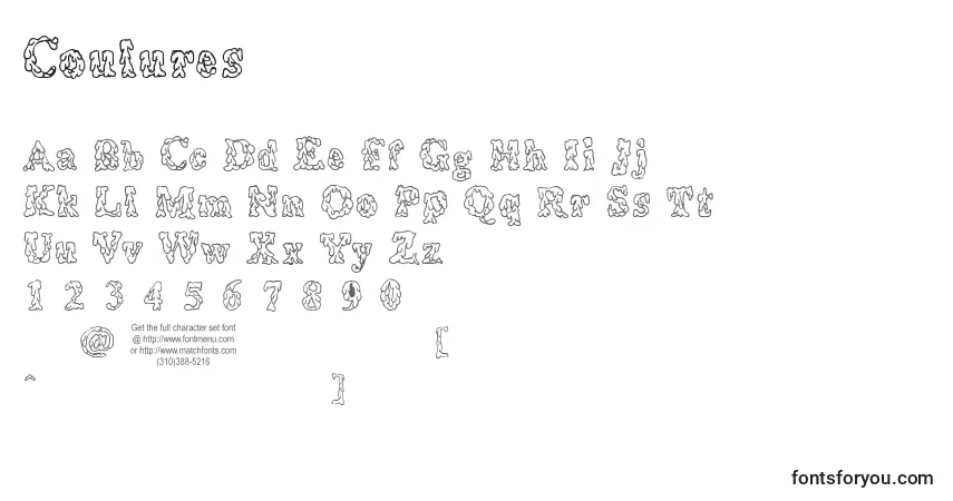 Schriftart Coulures – Alphabet, Zahlen, spezielle Symbole