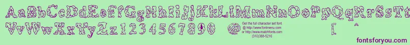 Coulures Font – Purple Fonts on Green Background