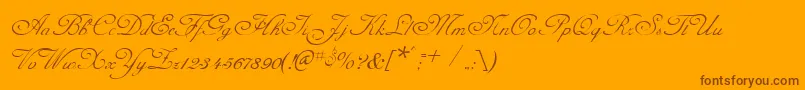 CelesteNormal-Schriftart – Braune Schriften auf orangefarbenem Hintergrund