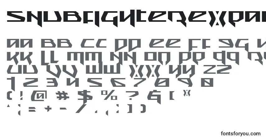 Czcionka SnubfighterExpanded – alfabet, cyfry, specjalne znaki