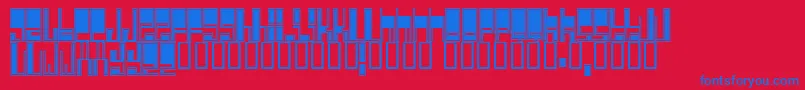 Cyberjim-Schriftart – Blaue Schriften auf rotem Hintergrund