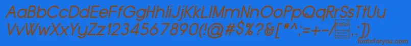 TypoGroteskItalicDemo-Schriftart – Braune Schriften auf blauem Hintergrund